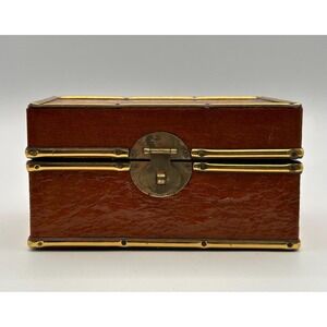 Vintage Bombay Co. Hinged Wood Brass Trinket Box - Antique Style